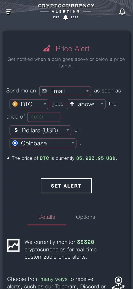 Cryptocurrency Alerting screenshots 1