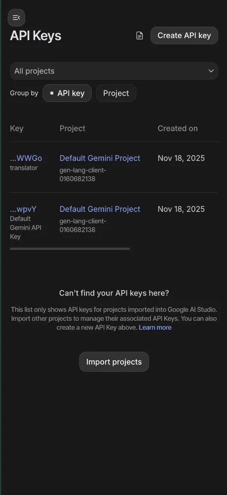 Google AI Studio screenshots 1